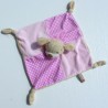Doudou plat chien beige rose à carreaux