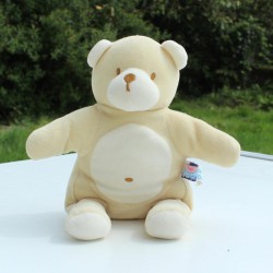 doudou sucre d'orge très bon état ours beige et blanc assis