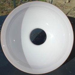 globe opaline rose, 29,6 cm de diamètre, vue intérieure