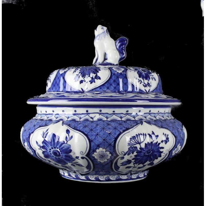 Soupière Céramique d'Italie, décor Bleu et Blanc