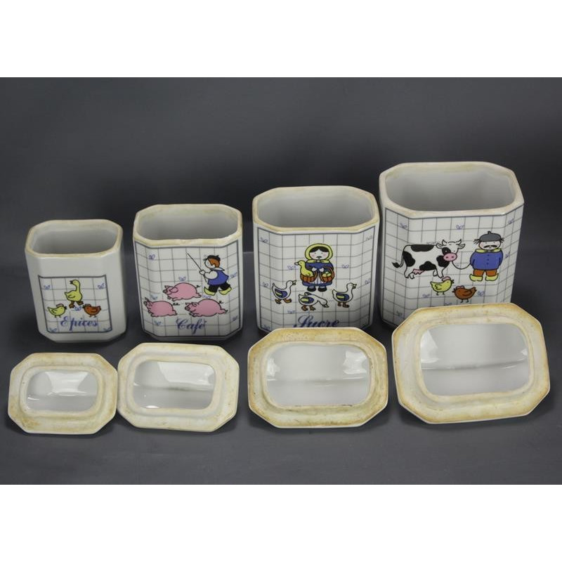 Lot De 6 Pots à épices En Porcelaine Blanche - Décor Rose, Style Vintage Pour Cuisine