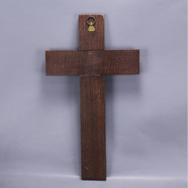 Crucifix Mural Bois Style Moderne – 16 Cm – Bicolore Naturel Clair & Foncé – Élégant & Épuré