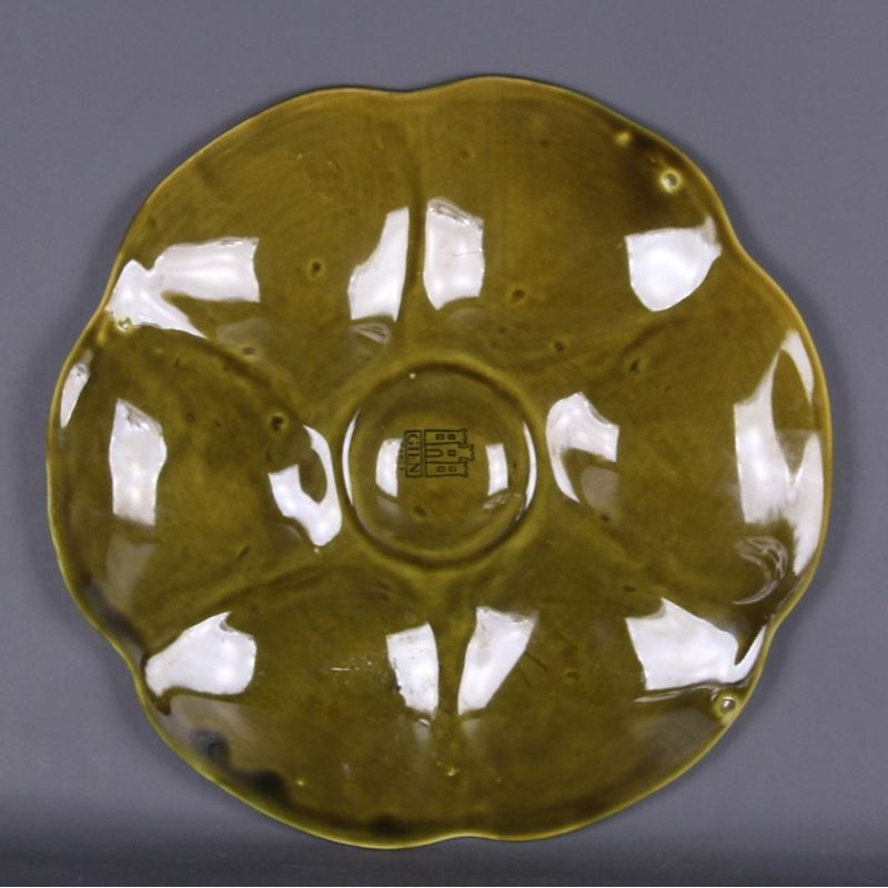 Lot De 8 Assiettes à Huître Gien - Barbotine émaillée Craquelée - Céramique