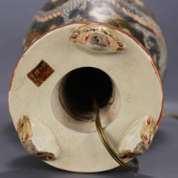 Antique-Satsuma-dragon-vase-lamp-tripod