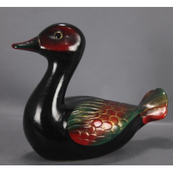 Statuette Polychrome Canard Laqué