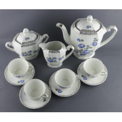 Service à café  à fleurs bleues, 11 pièces