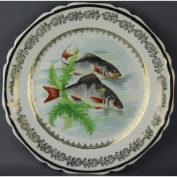 Assiettes service à poisson RP porcelaine de  Limoges anciennes