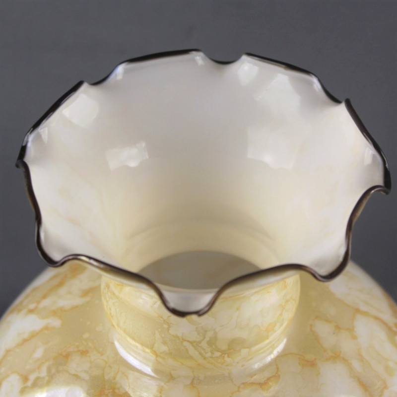 Lampe vintage en marbre, abat-jour fleuri - Décoration
