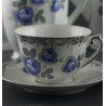 Service à café  à fleurs bleues, 11 pièces