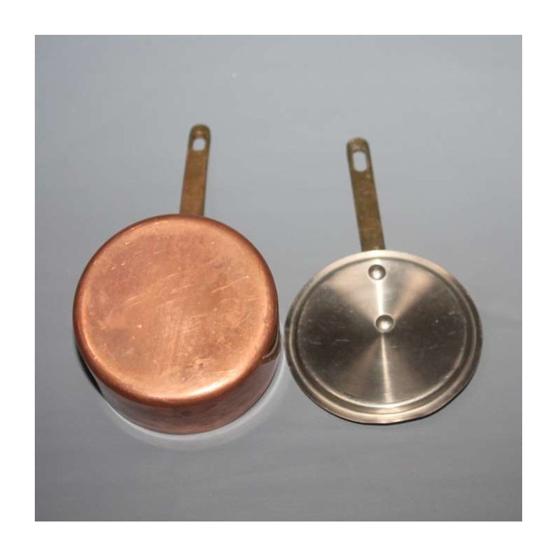 Casserole en cuivre ancienne sauciere avec couvercle